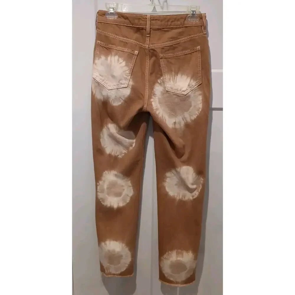 PACSUN Eco Tan Tie Dye Mom Jeans Ankle Rough Hem SZ 25